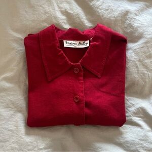 Victoria Holley Vintage  Red Button-Up Shirt